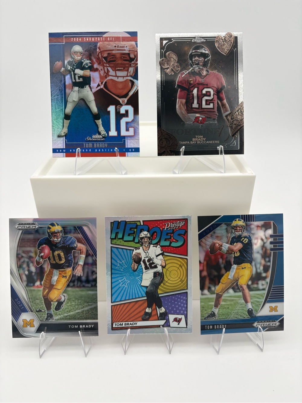 Tom Brady 5-Card Lot Panini Draft Picks / Prestige / Fleer / Topps 🔥 Inserts 🔥